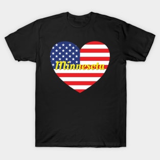 Minnesota American Flag Heart T-Shirt